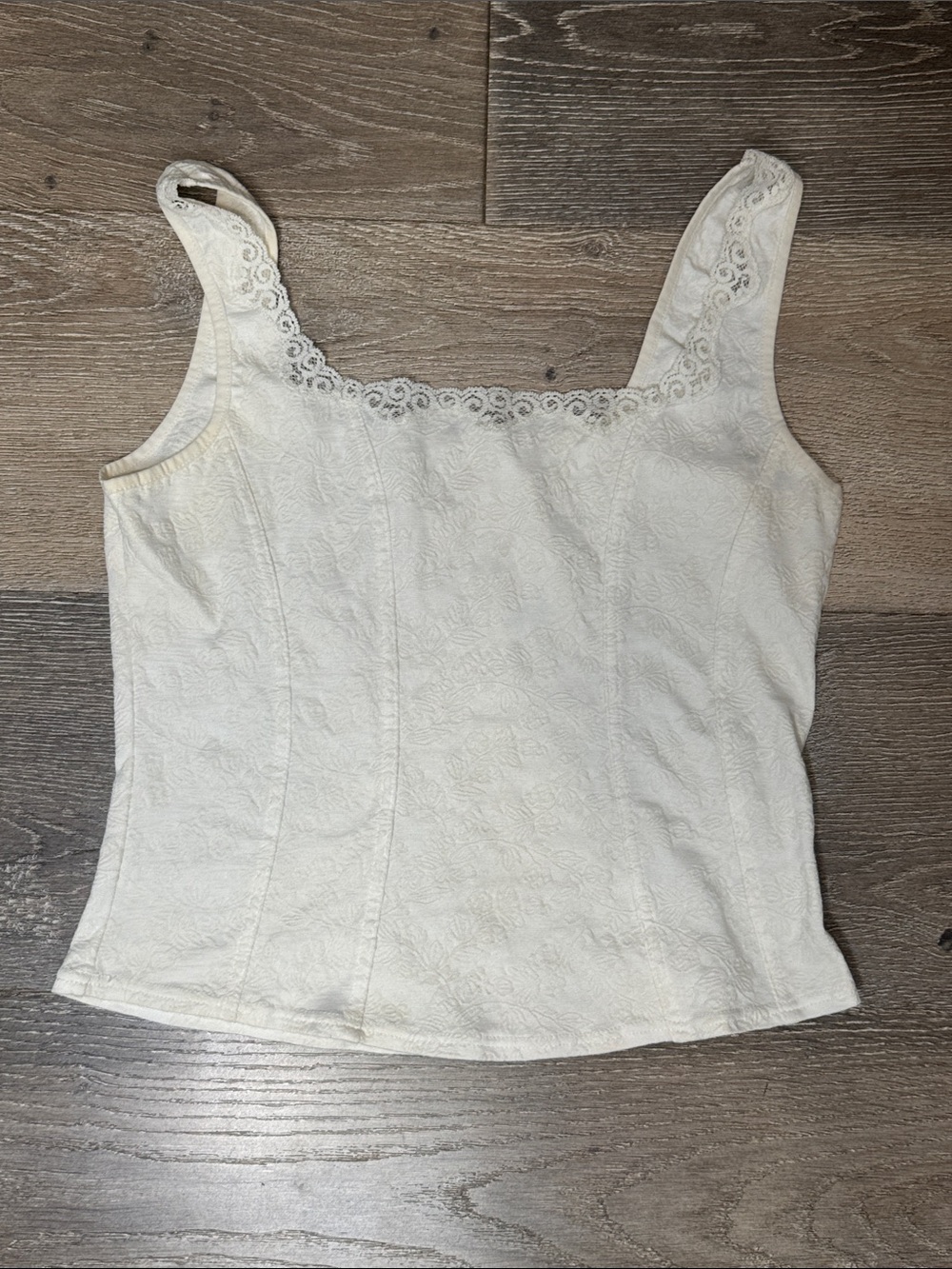 Lace-Trim Cream Camisole Tank Top RG